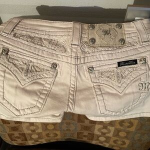 Miss Me Light Cream Jean Shorts